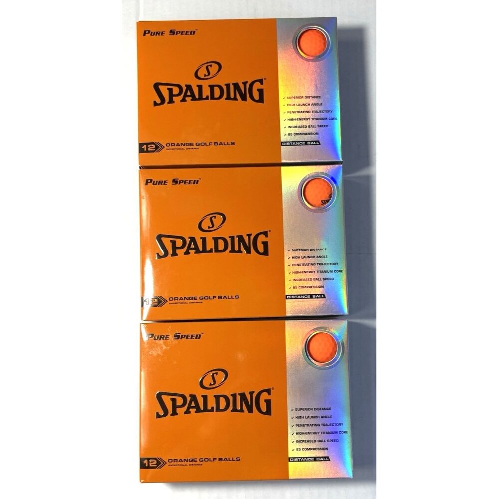 Spalding Pure Speed Orange Golf Balls Distance Outdoors - 3 Pkg of 12 Total 36